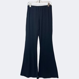 New Look Petite Black Ribbed Knit Flare Pants – Stretch Pull-On Size 6